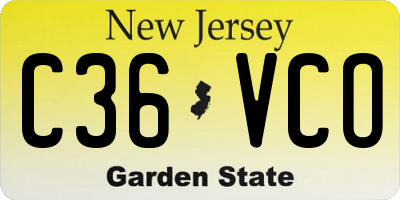 NJ license plate C36VCO