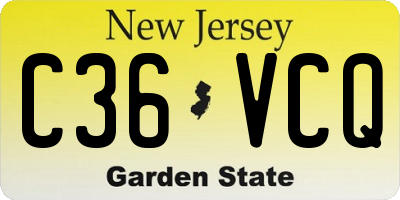 NJ license plate C36VCQ