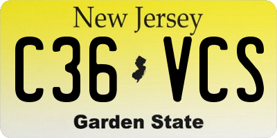NJ license plate C36VCS