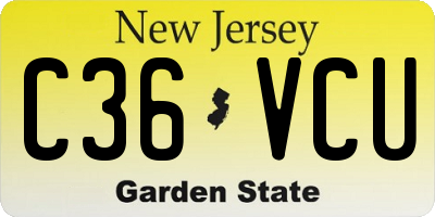 NJ license plate C36VCU