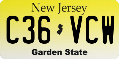 NJ license plate C36VCW