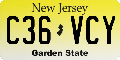 NJ license plate C36VCY