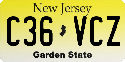 NJ license plate C36VCZ