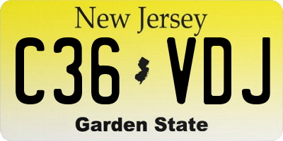 NJ license plate C36VDJ