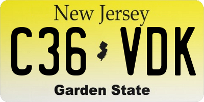 NJ license plate C36VDK