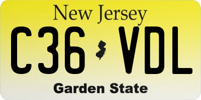 NJ license plate C36VDL