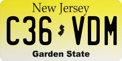 NJ license plate C36VDM