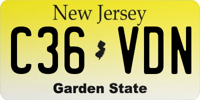 NJ license plate C36VDN