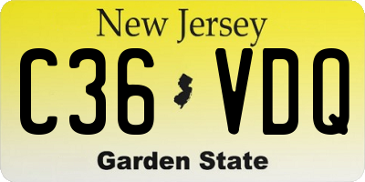 NJ license plate C36VDQ