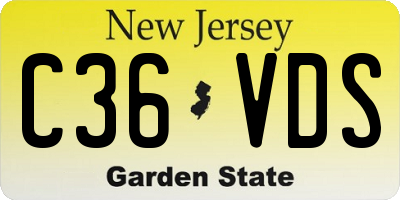 NJ license plate C36VDS