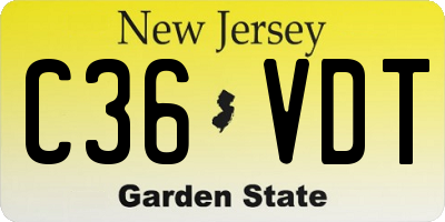 NJ license plate C36VDT