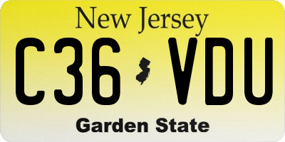 NJ license plate C36VDU
