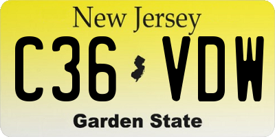 NJ license plate C36VDW