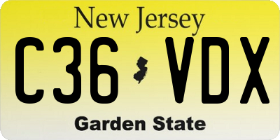 NJ license plate C36VDX