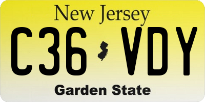 NJ license plate C36VDY