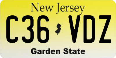 NJ license plate C36VDZ