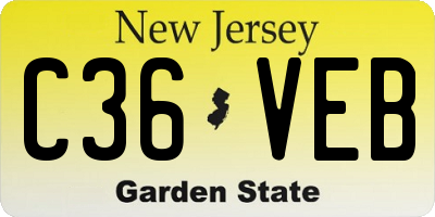 NJ license plate C36VEB