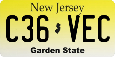 NJ license plate C36VEC