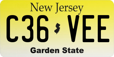 NJ license plate C36VEE