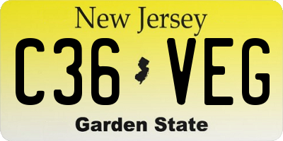 NJ license plate C36VEG