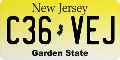 NJ license plate C36VEJ