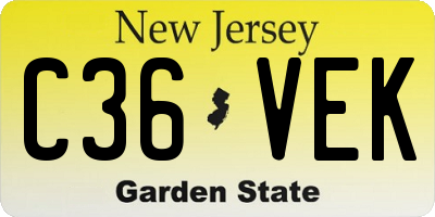 NJ license plate C36VEK