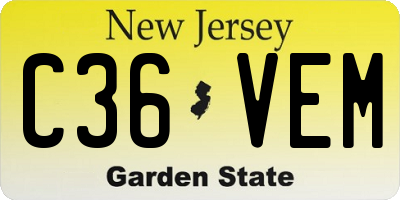 NJ license plate C36VEM