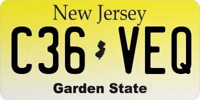 NJ license plate C36VEQ