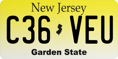 NJ license plate C36VEU