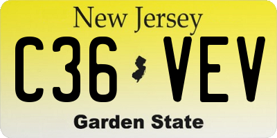 NJ license plate C36VEV