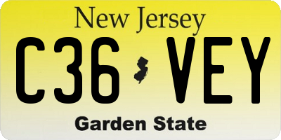 NJ license plate C36VEY