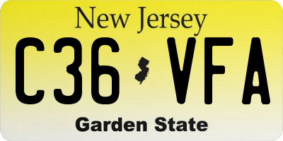 NJ license plate C36VFA