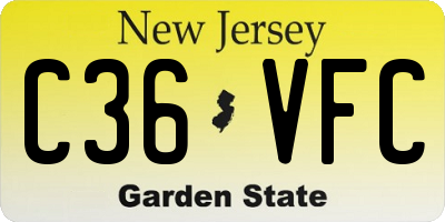 NJ license plate C36VFC