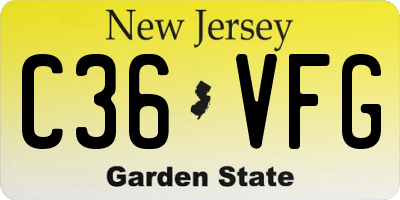 NJ license plate C36VFG