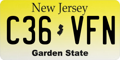 NJ license plate C36VFN