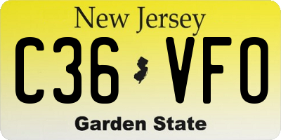 NJ license plate C36VFO