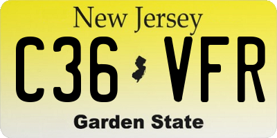 NJ license plate C36VFR