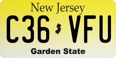 NJ license plate C36VFU