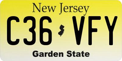 NJ license plate C36VFY