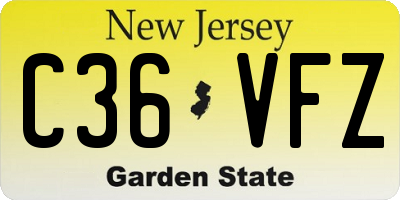 NJ license plate C36VFZ