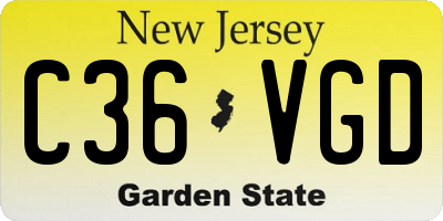 NJ license plate C36VGD