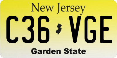 NJ license plate C36VGE