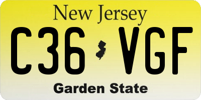 NJ license plate C36VGF