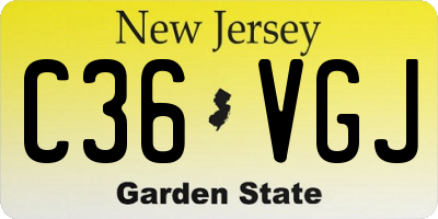 NJ license plate C36VGJ
