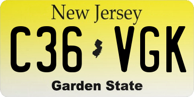 NJ license plate C36VGK