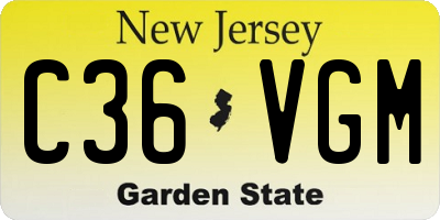 NJ license plate C36VGM
