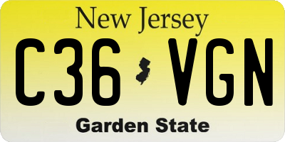 NJ license plate C36VGN