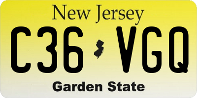 NJ license plate C36VGQ