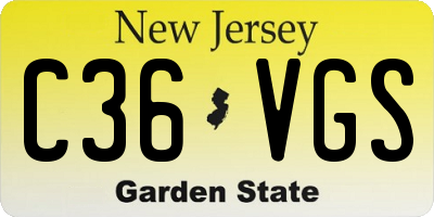 NJ license plate C36VGS