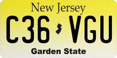 NJ license plate C36VGU